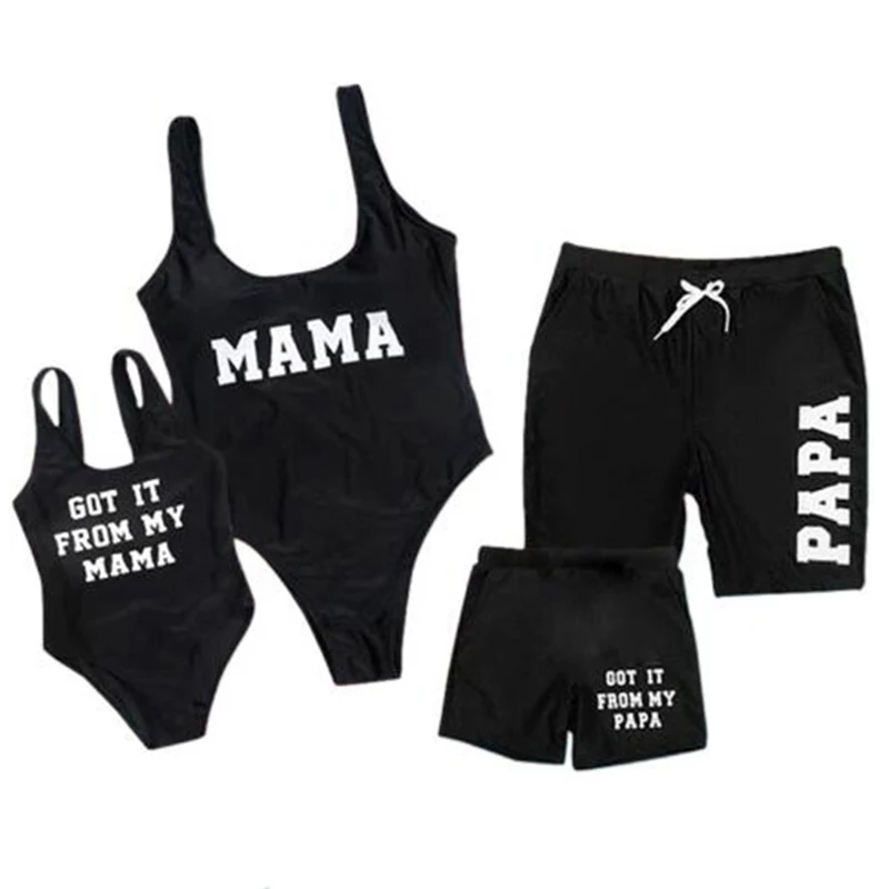 

Family Matching Swimwear Mother Daughter Swimsuit Mommy And Me Bikini Clothes Family Look Father Mom Daughter Son Bathing Suit