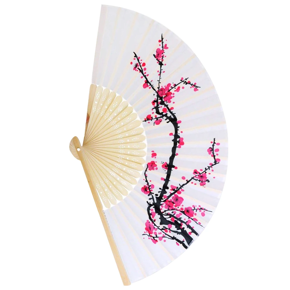 Классический китайский стиль веер танец Свадебная вечеринка подарок кружево шелк ткань бамбуковая Рама Складные сливы ручной цветок ветер вентиляторы