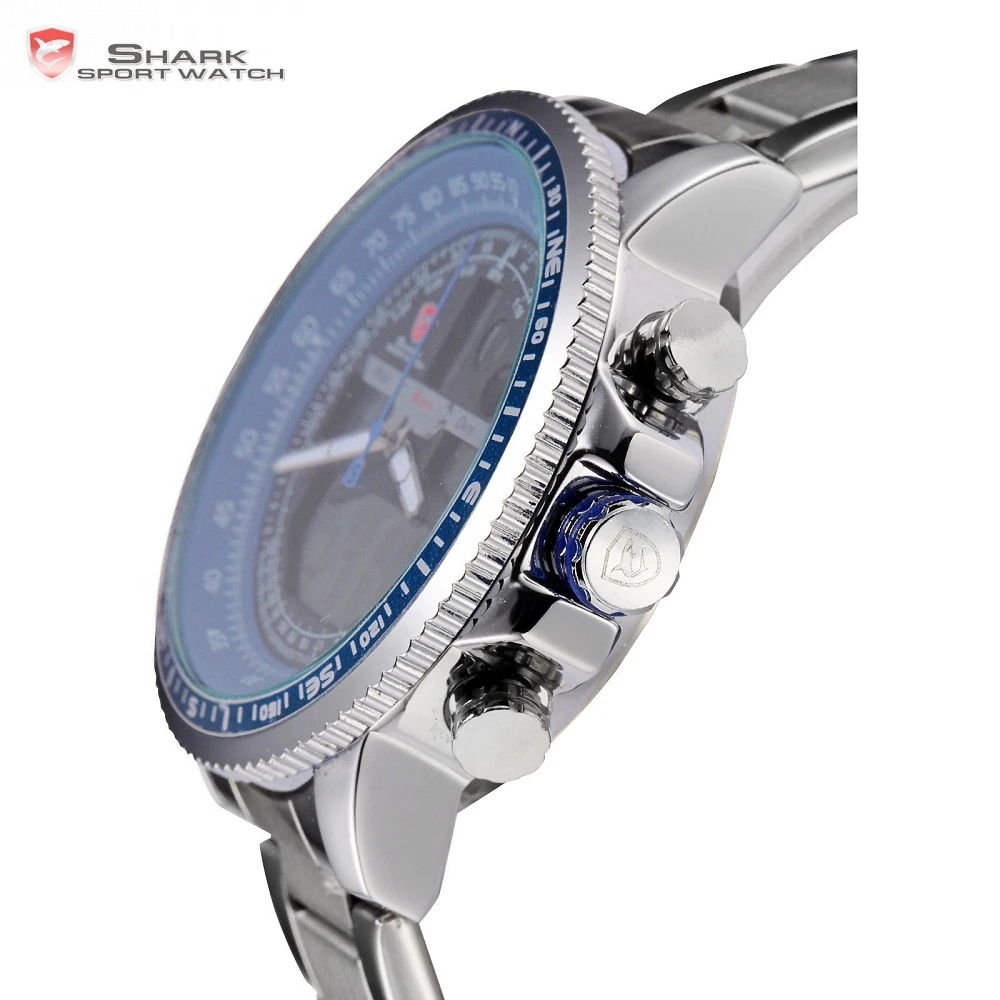 Winghead SHARK Sport Watch Blue Fashion Casual Quartz Wristwatches LCD Digital Dual Time Chronograph Waterproof Relogio /SH326N Winghead SHARK Sport Watch Blue Fashion Casual Quartz Wristwatches LCD Digital Dual Time Chronograph Waterproof Relogio /SH326N