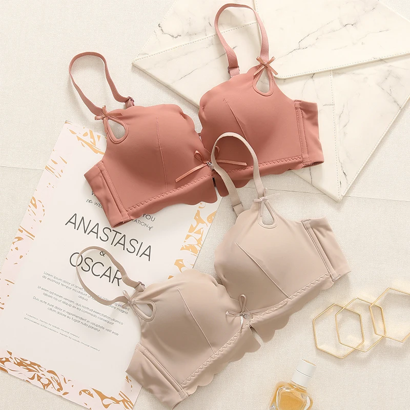 

Seamless Bra Sets fashion Wireless Push Up 3/4 Cup Soft Bra with Removable Straps thin thick Bra and Panties Set Women Lingerie
