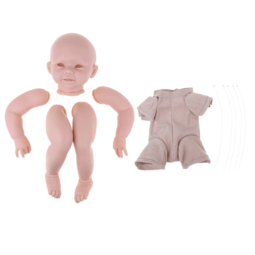 Real Touch Silicone 28' Reborn Kit Awake Baby Doll Blank Head Limb Mold and Cloth Body doll Set children birthday gift