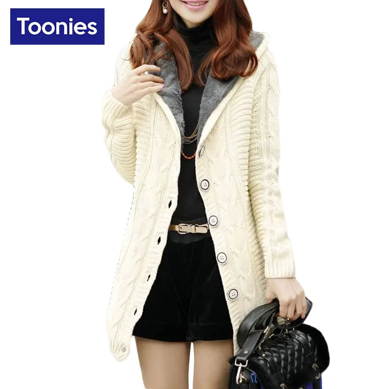 

Winter Jacket Women Fashion Sweaters Coat Plus Velvet Knitted Manteau Femme Single Breasted Doudoune Femme Warm Abrigos Mujer