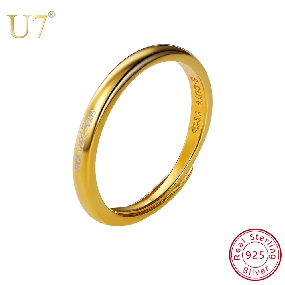 U7 Simple Minimalist Engraved Name Ring For Women 925