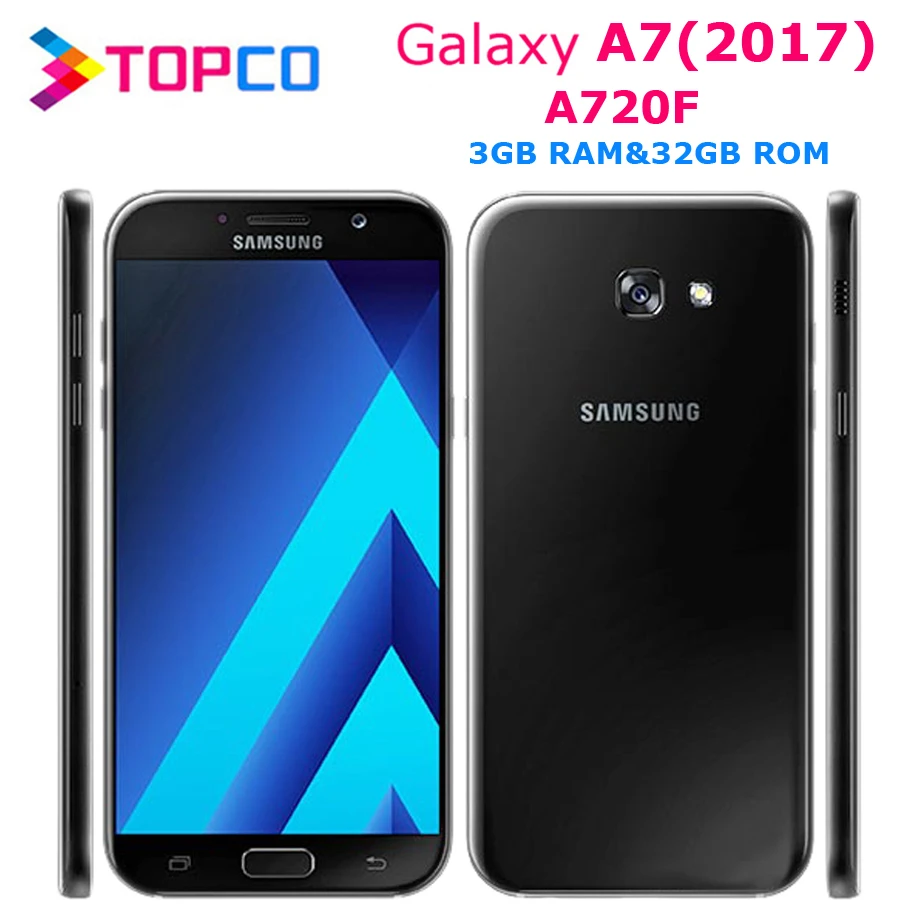 Samsung Galaxy A7() A720F Android мобильный телефон Exynos Восьмиядерный 3 ГБ ОЗУ 32 Гб ПЗУ 5," 16 МП и 16 Мп отпечаток пальца NFC