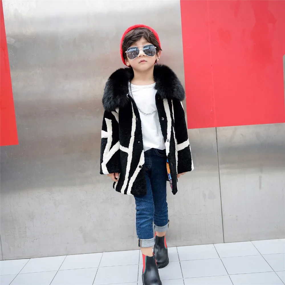 

Retail 5-14Y New Children Winter Outerwear Clothing Girls Fox fur Collar Jackets Coat Baby Boy Christmas Costume Clothes 2 color