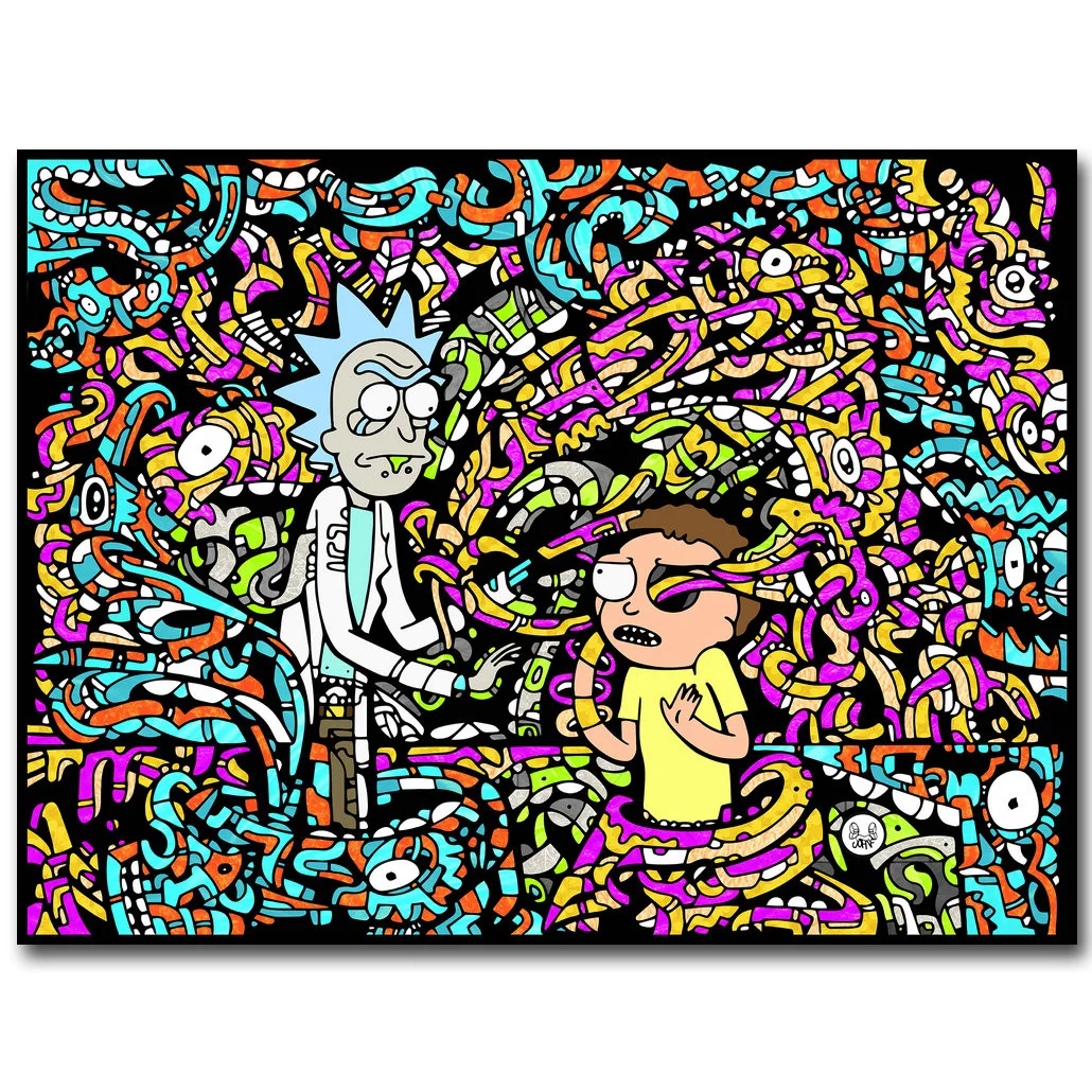 Картина рик и морти на холсте