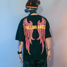 Повседневные летние хлопковые футболки с короткими рукавами и перьями, топы в стиле хип-хоп, футболки, пара, уличная одежда для катания на скейтборде