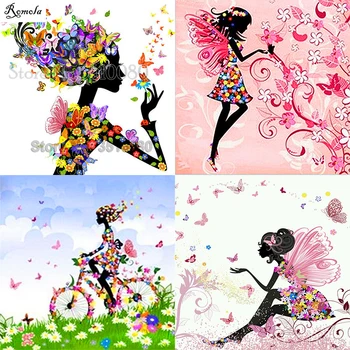 

Butterfly girl full square/round Embroidery Pattern diamond 5D DIY paintings 3D Cross stitch kits mosaic pictures wall stickers