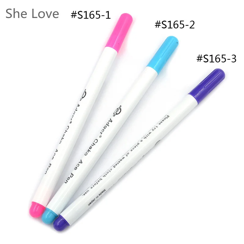 

She Love 3pcs Water Erasable Fabric Marker Pen Cross Stitch Sewing Stitch Markers Ink Patchwork Marking Pen DIY Needlework Tools