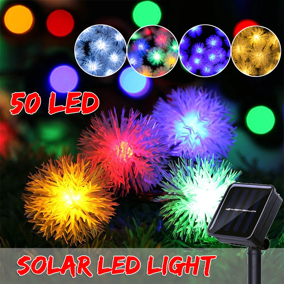 

Waterproof 7M 50 LED Solar Power Light Pine Ball Shape 2 Mode Christmas Fairy String Light Wedding Party Outdoor Patio Decor