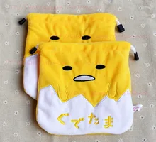IVYYE 1PCS Lazy gudetama Cartoon Drawstring Bags Cute Plush storage handbags makeup bag Coin Bundle Pocket