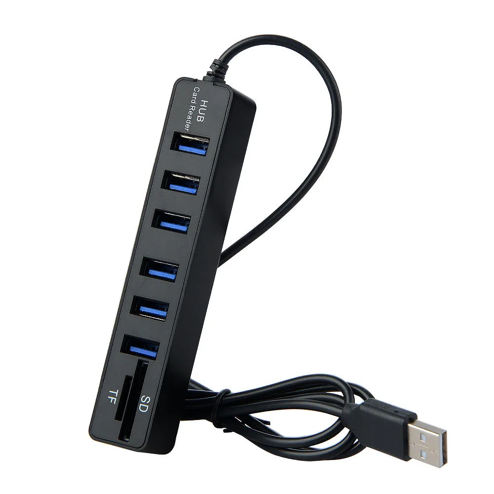 

USB Hub Combo 2 In 1 SD/TF Card Reader 6 Ports USB 2.0 Hub High Speed Splitter Multi USB Combo For PC Computer Accessories