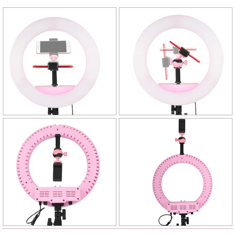 14 дюймов 20 Вт светодиодный Кольцевая вспышка лампа с крепления для мобильных телефонов прямые трансляции СВЕТОДИОДНЫЙ накамерный свет для видео-блогеров