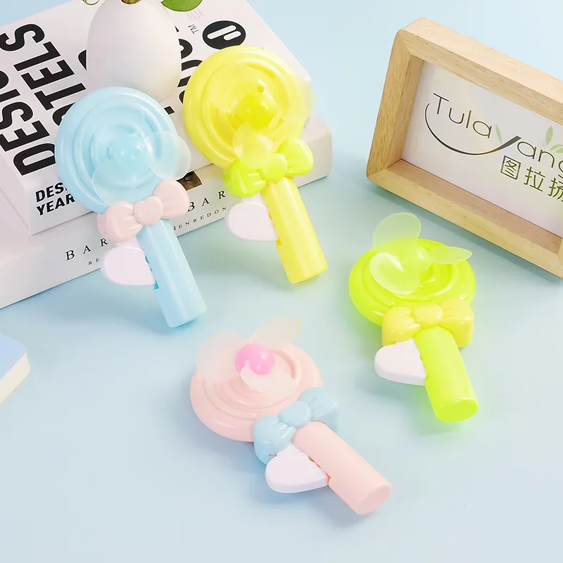 20pcs Lollipop Portable Kids Toys Mini Manual Hand Fan Handheld No