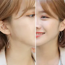 DreamySky Настоящее чистое 925 пробы Серебряная линия длинные серьги для женщин модные ювелирные изделия Brincos Прямая поставка