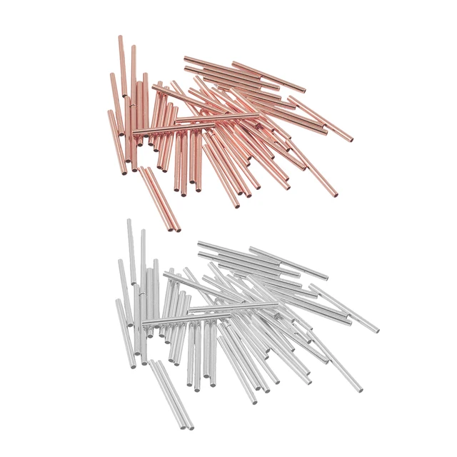 100 Pieces Metal Long Tube Spacer Beads 1.3mm Hole DIY Jewelry Making Findings, 20X1.5MM, Rose Gold And Silvery White 2