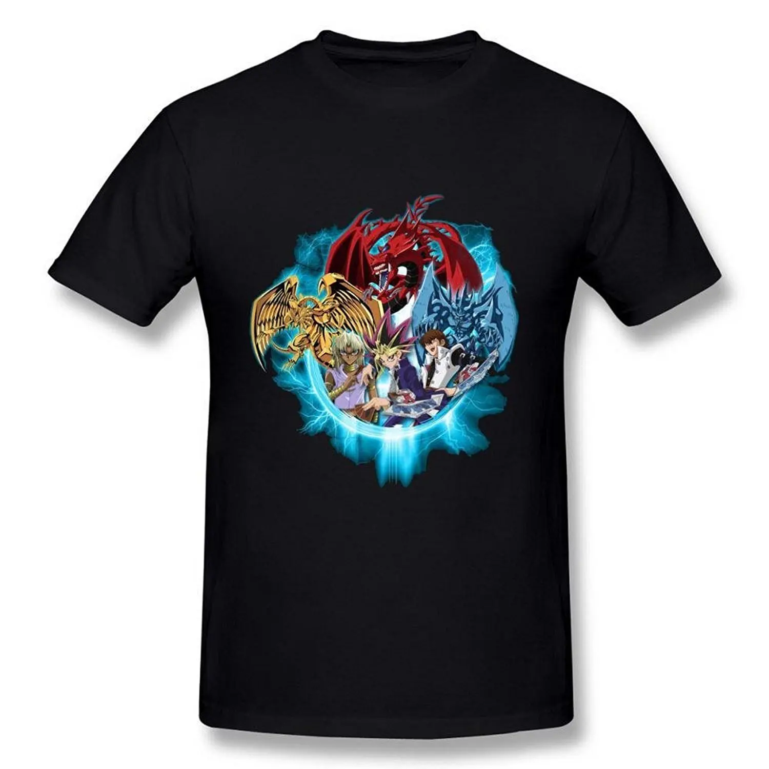 Print T Shirt Male Brand Men's Yu Gi Oh Japanese Black T shirt by Maven Men's 100 Cotton O Neck