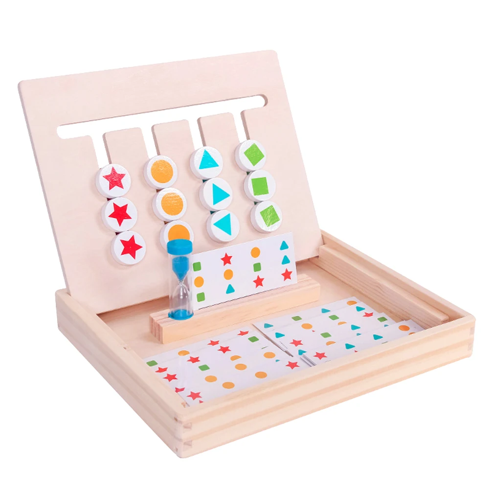 

Kids Four-Color Wooden Puzzle Game Right Brain Development Enlightenment Puzzle Logic Thinking Training Toy Wood Color