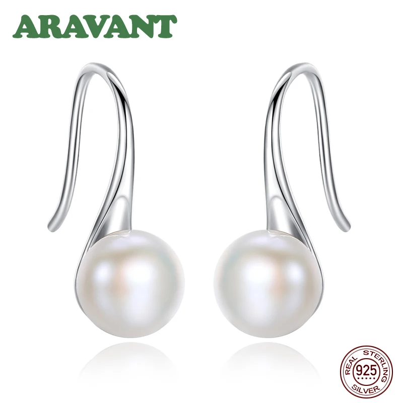 

Hot Sale 6MM Real Natural Freshwater Pearl Drop Earrings For Women 925 Sterling Silver Antiallergy Wedding Earring Jewelry