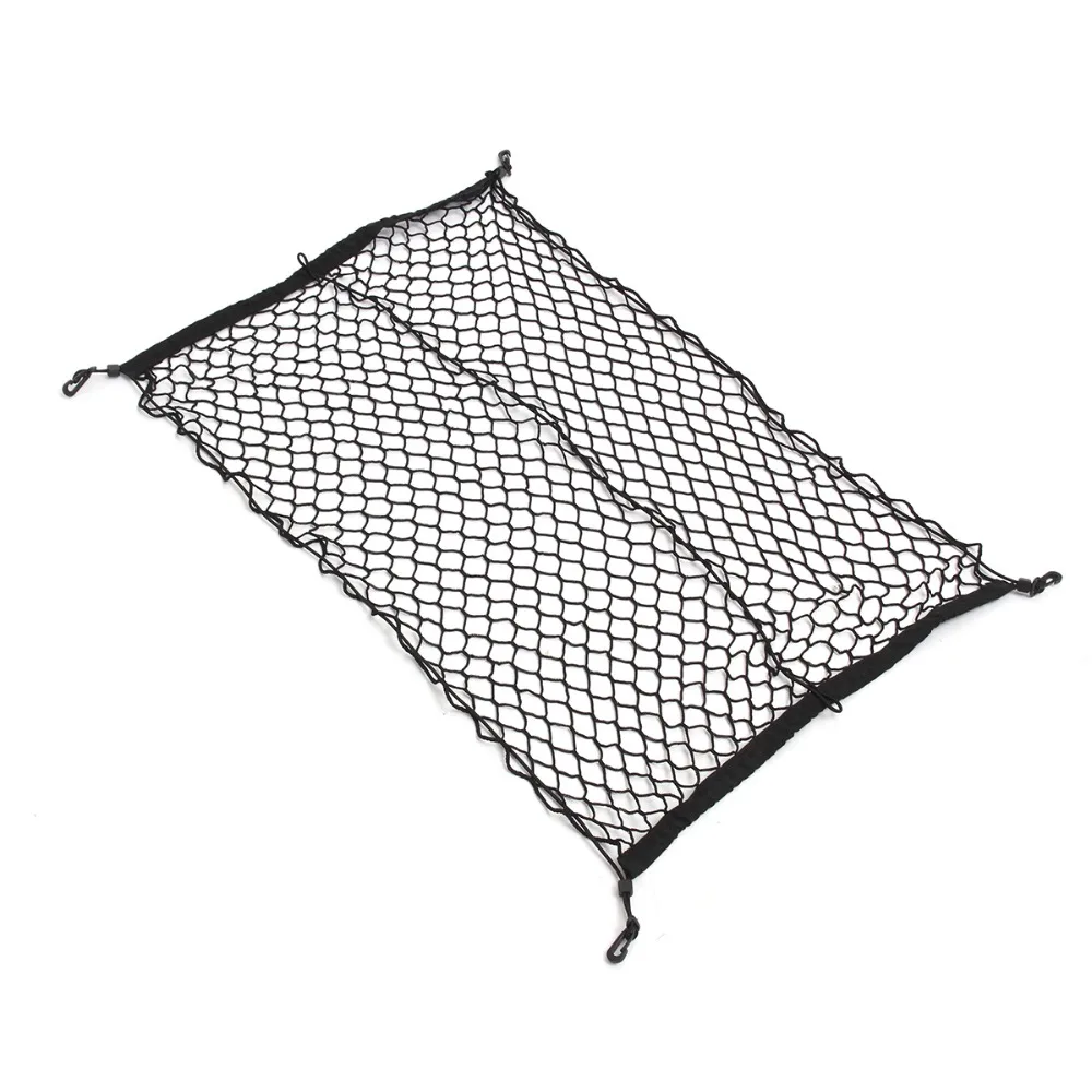 

100cm x 70cm Black Nylon Car Trunk Net Luggage Storage Organizer Bag Rear Tail Mesh Network With 4 Hooks