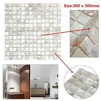 

White Square Shell Tiles Natural Mother of Pearl Kitchen Backsplash Tiles Shower Background Bathroom Wallpapers