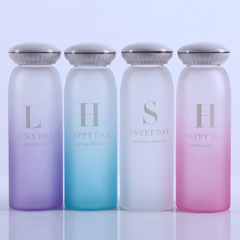 Glass Water Bottle BPA Free Water Drinking Bottle Fashion Multi Color Popular Glass Water bottles Readily Bottle With Lid