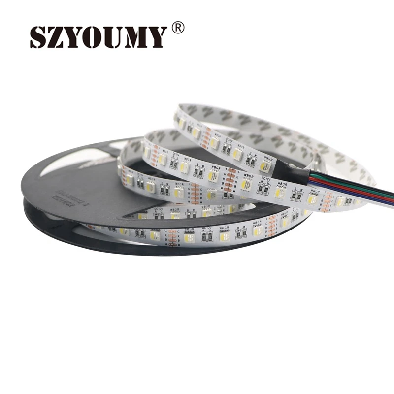 

SZYOUMY 4 Colors In 1 Led RGBW LED Strip Waterproof 24V 12V 5050 Smd 60LED/M 5m/Roll RGBWW LED Strip Light 50m 10Pcs Fast Ship