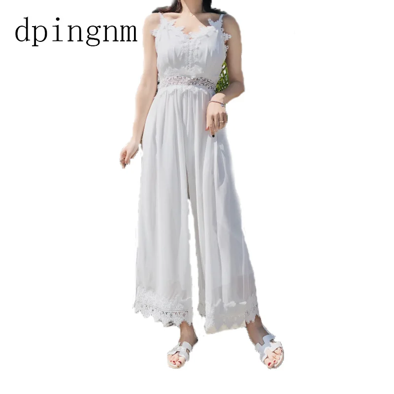 

ChiffonTie-up crochet pure color dress Beach holiday beach