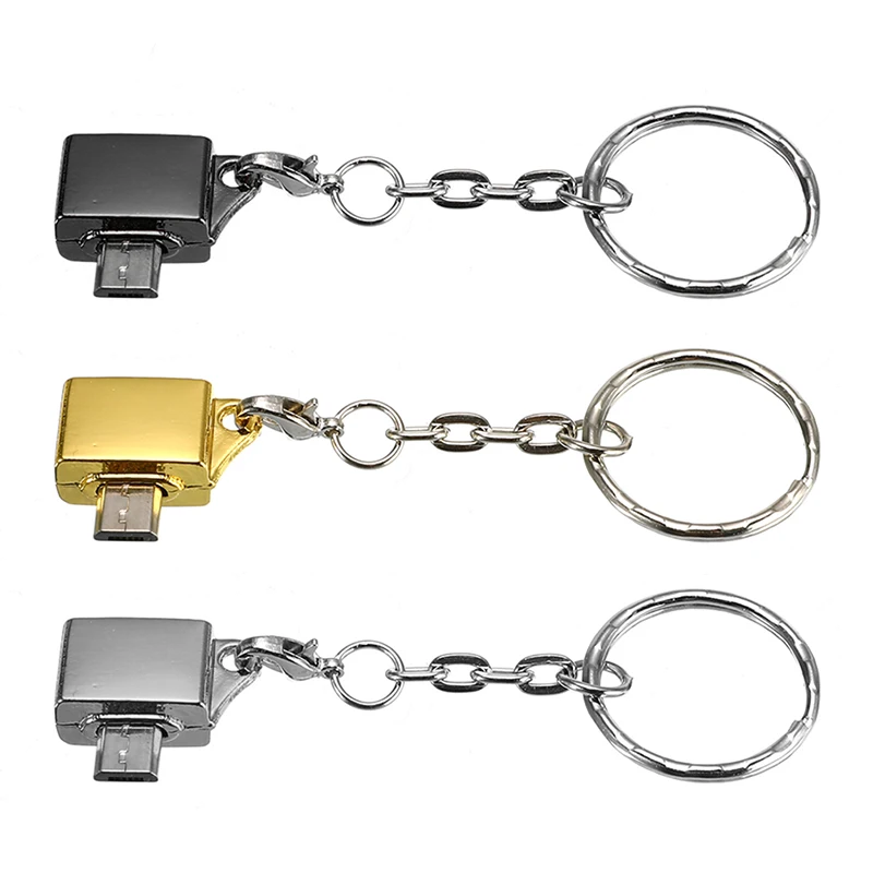 

Metal Micro USB Male To USB 2.0 A Female OTG Converter Adapter With Key Chain Cell Phone Adapter Accessories