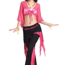 Искусственный шелк Горячая Распродажа, женский винный костюм для танца живота, кружевной комплект одежды с рукавом-бабочкой 08, платье с вырезами