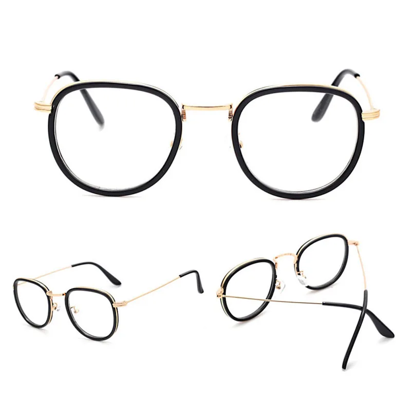 

New Anti-Radiation Goggles Plain Glass Spectacles Fashion Women Metal+Plastic Full Frame Glasses Colorful Optical oculos de grau