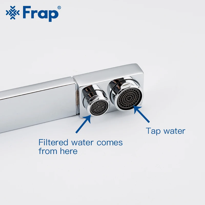Frap Kitchen Faucets 360 Degree Rotation Black Square Water Filter Tap Water Faucet Solid Brass Kitchen Sink Water Mixer Y40102