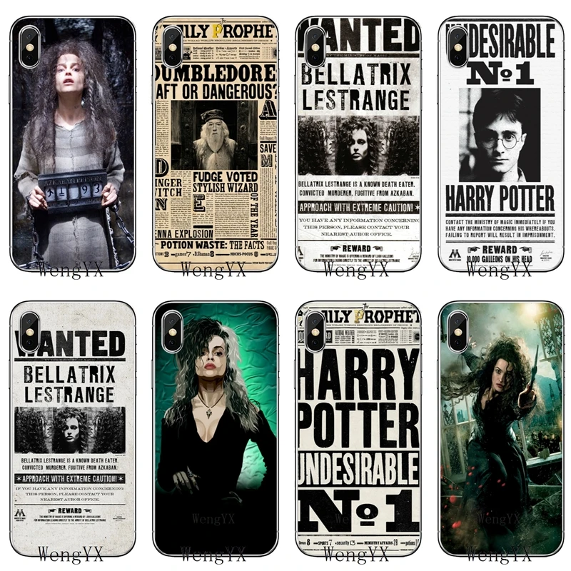 

Bellatrix Lestrange Wanted slim silicone TPU Soft phone cover case For Apple iPhone 4 4s 5 5s 5c SE 6 6s 7 8 plus X XR XS Max