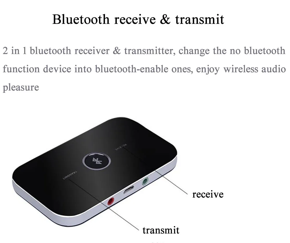 2 в 1 Bluetooth аудио передатчик приемник Черный адаптер HIFI беспроводной портативный аудио плеер Aux 3,5 мм для ТВ ПК MP3