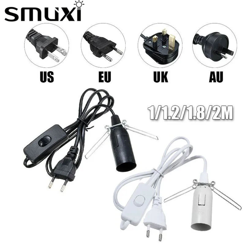 Smuxi черный/белый 1/1. 2/1. 8/2M шнур на переключатель включения/выключения лампы базы гималайские солевые лампы Электрический Мощность US/EU/UK/AU разъем