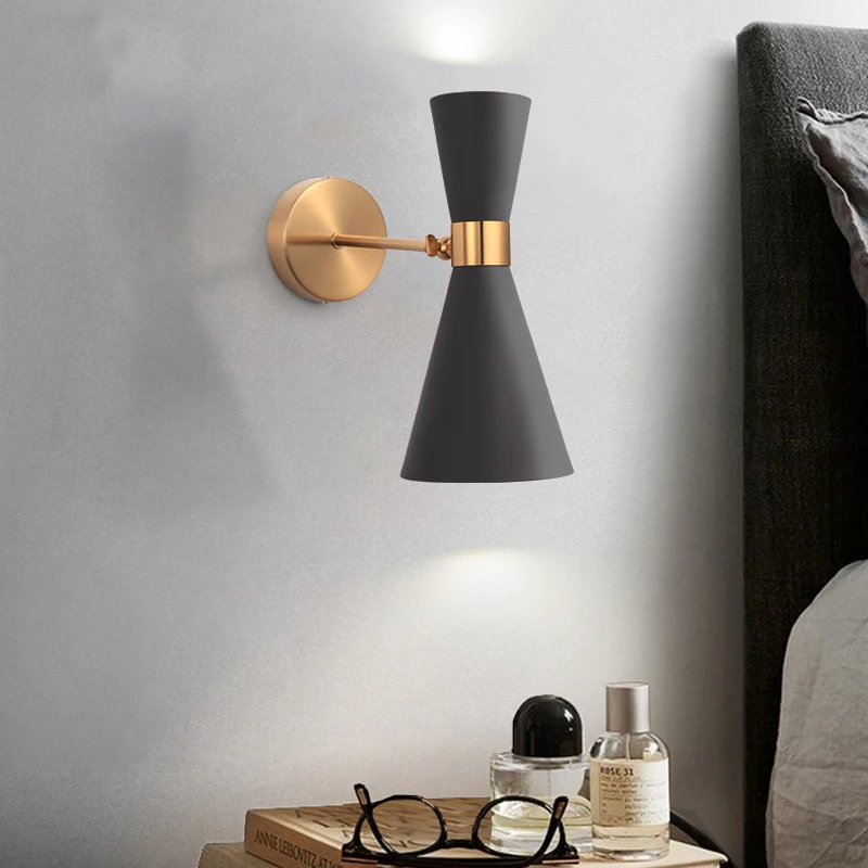  Nordic Bedroom Bedside Lamp Wall Lamp Simple Modern Aisle Corridor Hotel Golden Background Wall Lam - 32891442807
