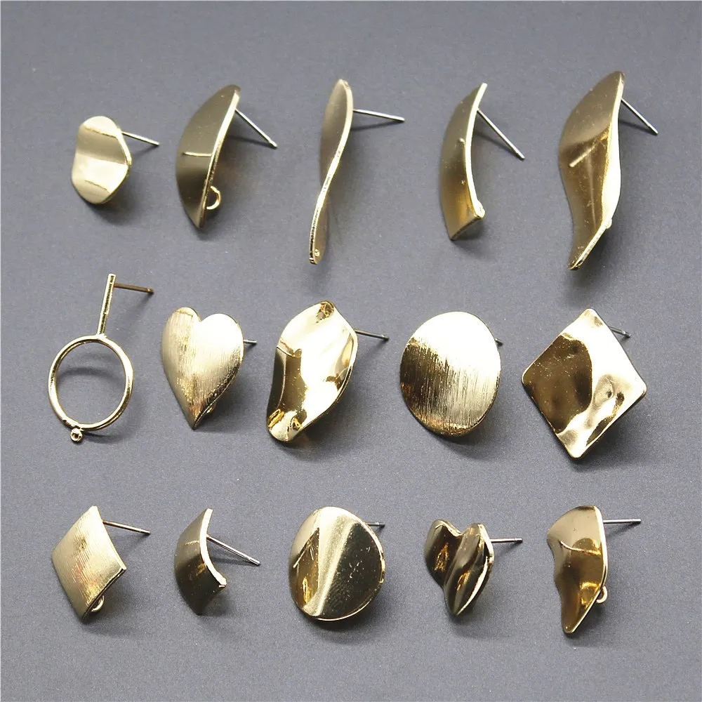 

2pcs ( 1 pair) Earrings Making Accessories Golden Distorted High Quality Copper Material Earrings Base Connectors Linker