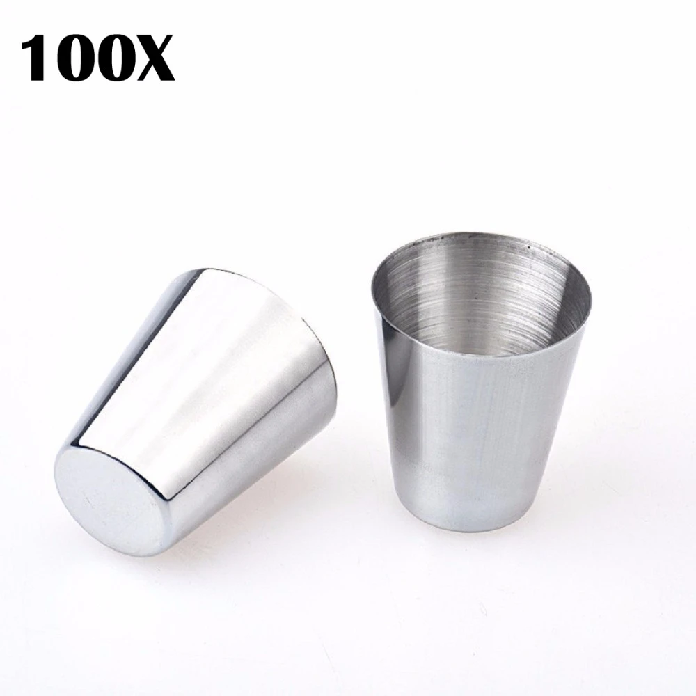 kitchen glassware 100pcs 30ml Quality Stainless Steel mini flask  shot Cup,jigger Drinkware hot