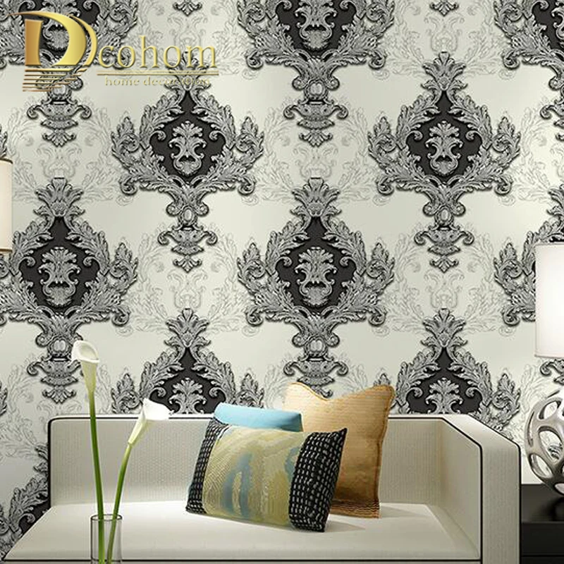 Gold Damask Wall Sticker Waterproof Vintage PVC Living room decoration New 