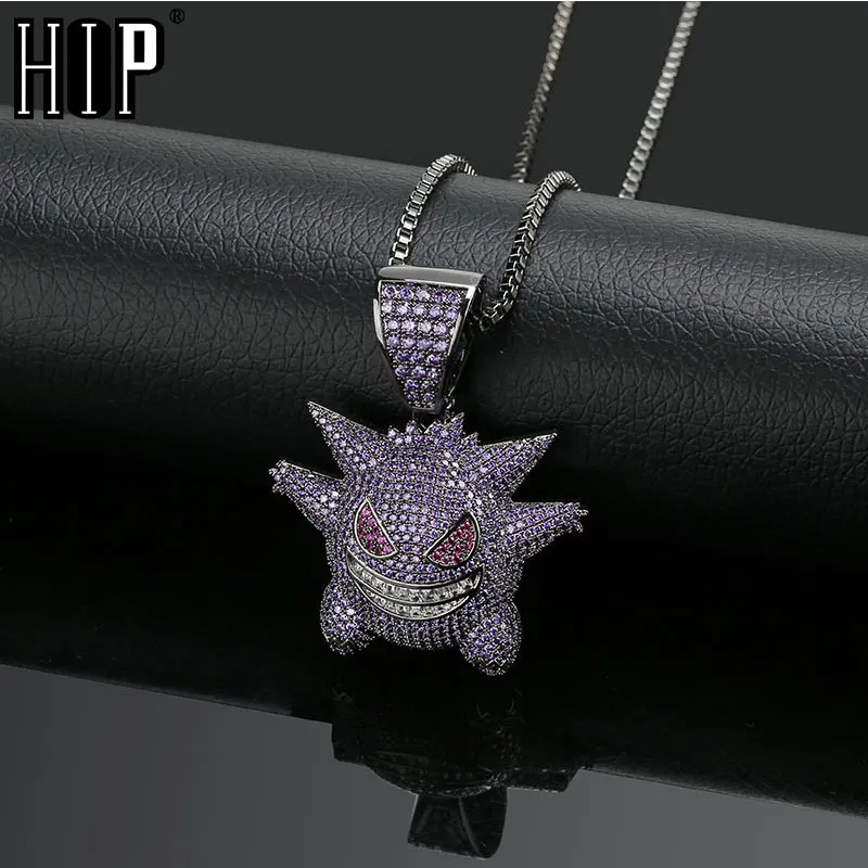 Хип-хоп Фиолетовый AAA CZ Циркон проложенный Bling Iced Out кулон и ожерелье для мужчин