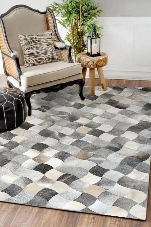 

Patchwork Cowhide Rugs And Carpets Original Cow Hair Rug Natural Cow Fur
