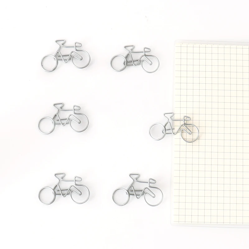 TUTU 10Pcs Cute Decorative Bicycle Shaped Paper Clips Scrapbook Memo Clip Metal Binder Paperclips Bookmark Stationery H0318