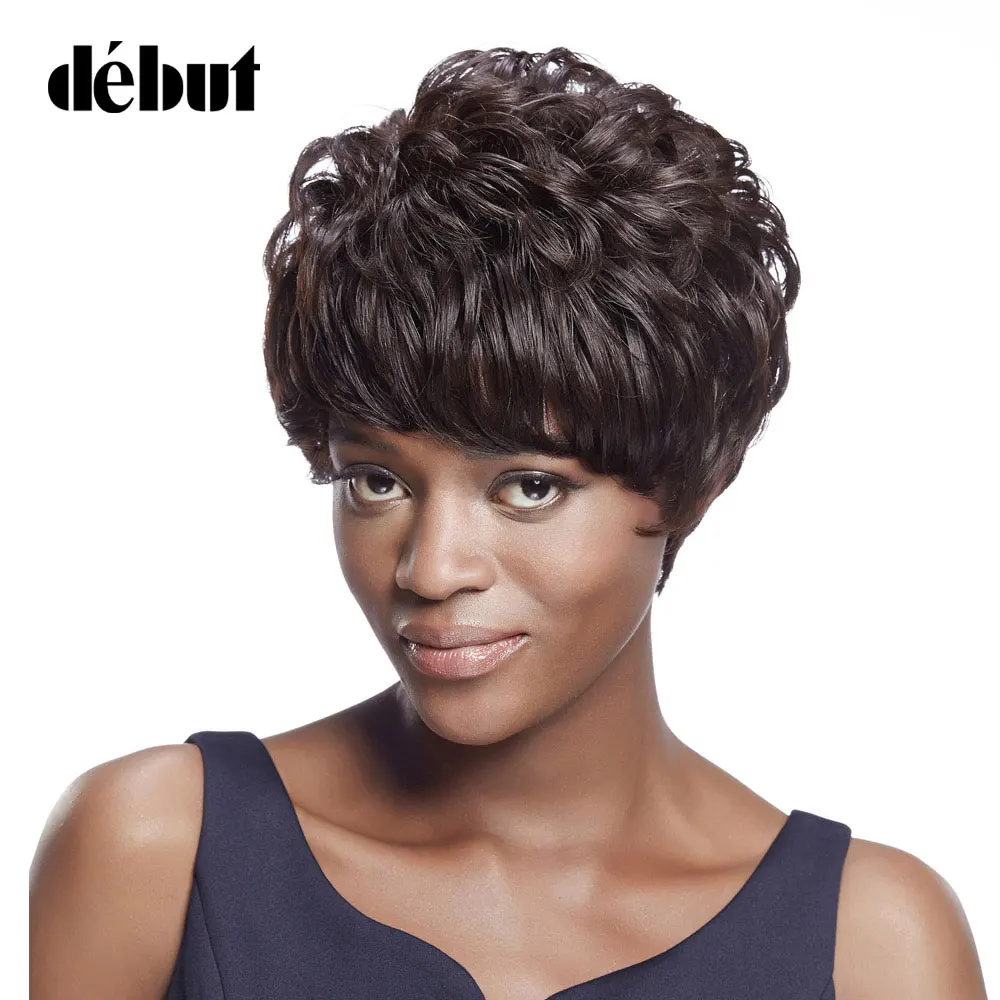

Debut Wigs Brazilian Remy Hair Wavy Short Bob Human Hair Wigs For Women 10 Inch Color 2 Wigs With Baby Hair Free Shipping