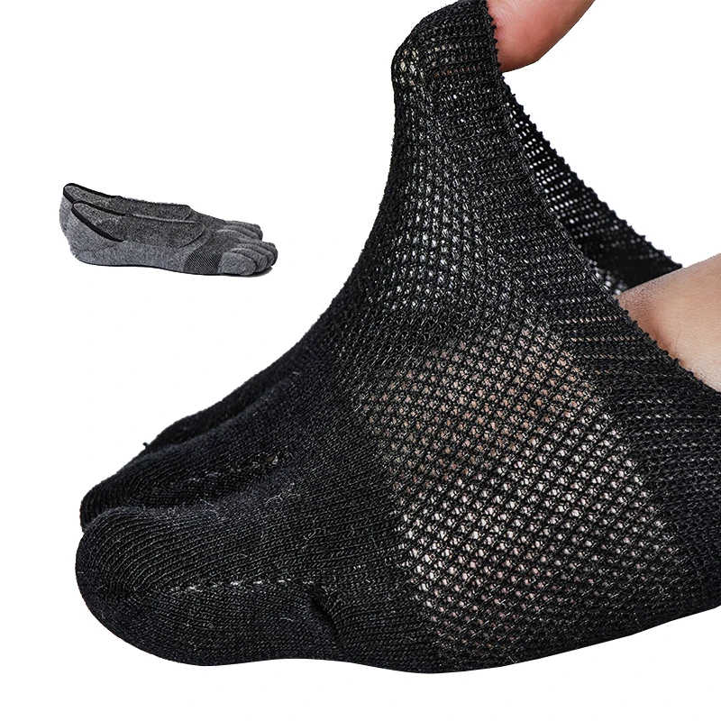 Maille Couleur Unie Respirant Five Finger Toe Chaussettes Sport Hommes Socquettes Fashion