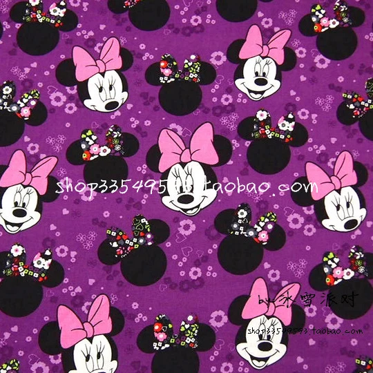 

Classic cartoon flower bow Minnie Cotton Fabric Print Plain Quilted Fabrics,Tissue for Sewing,Textile Patchwork 140*100cm