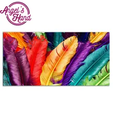 Натюрморт красочные перья 5d diy на заказ алмазная живопись eigen foto attrape reves Шлейфы Мандала алмазная живопись квадратное дерево
