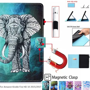 

For Amazon Kindle Fire HD 10 2015 Case Cover Shell For KindleFire HD10 2017 Bag Skin With kid owl tree Butterfly Flower Printing