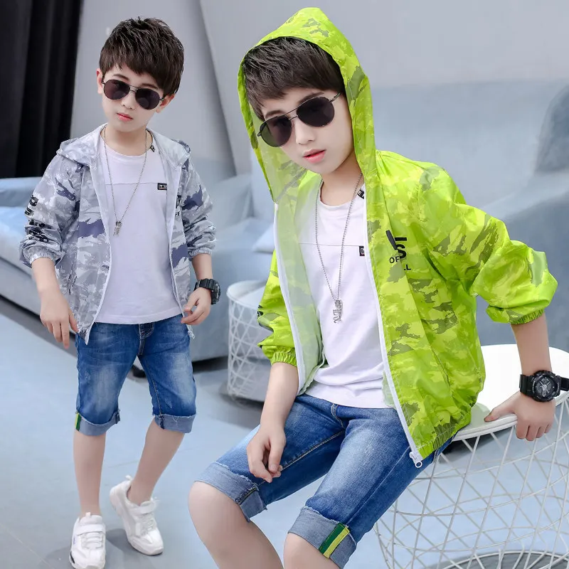 

Summer Boys Camouflage uv Protective Clothing For Children Beach Sunscreen Jacket Kids Sun Protection Ultraviolet-Proof Clothes