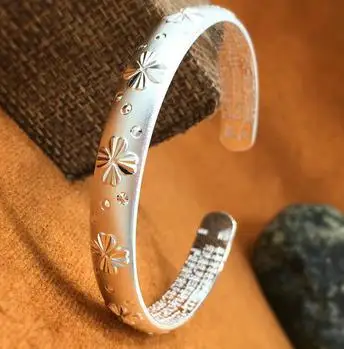 

JOOCHEER Sterling S999 999 silver Bangle Buddhism Heart Sutra trendy bracelet