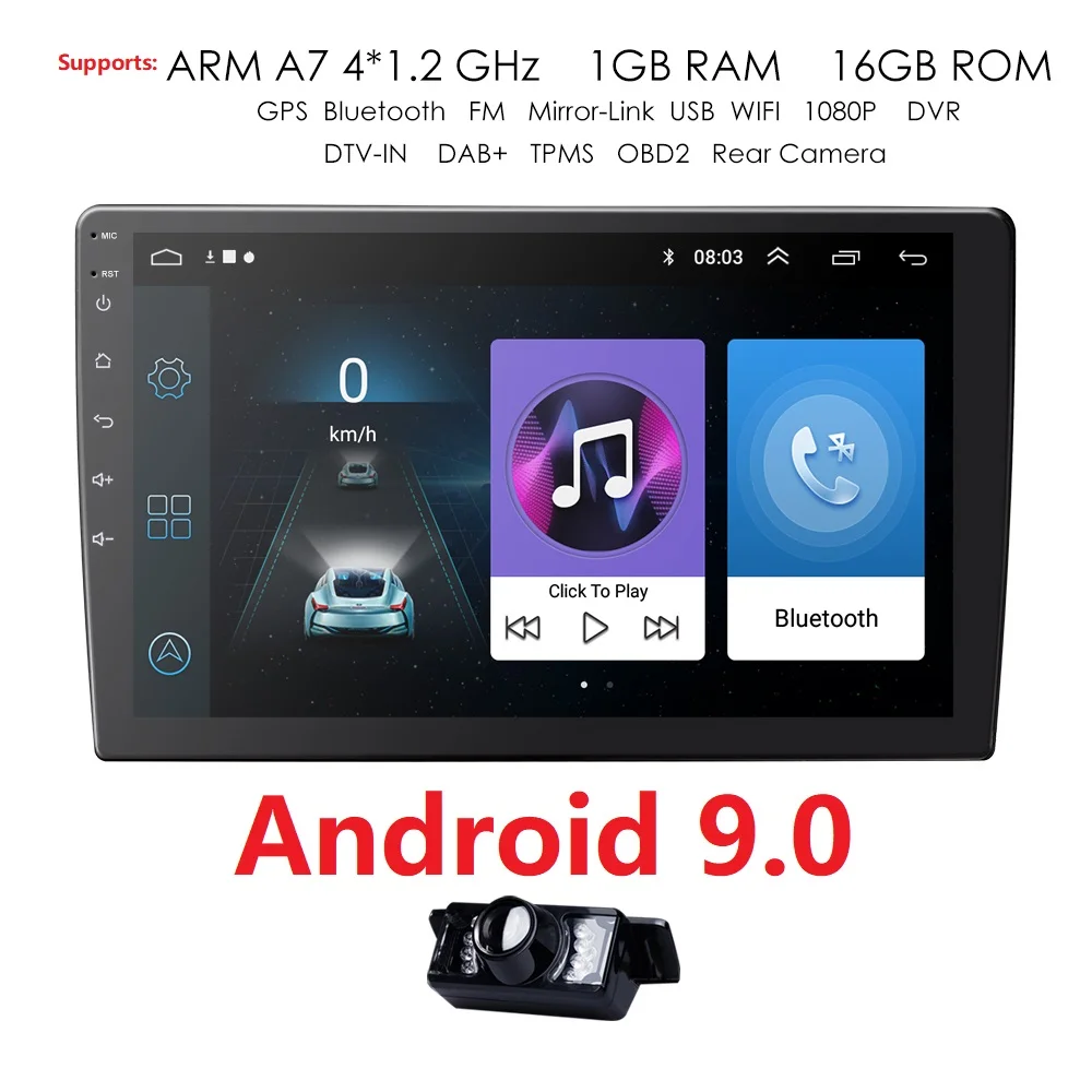 

9'' Android 9.0 Universal 2 Din GPS Navigation Autoradio Car Multimedia Player BT Wifi OBD2 Stereo Radio Video Player
